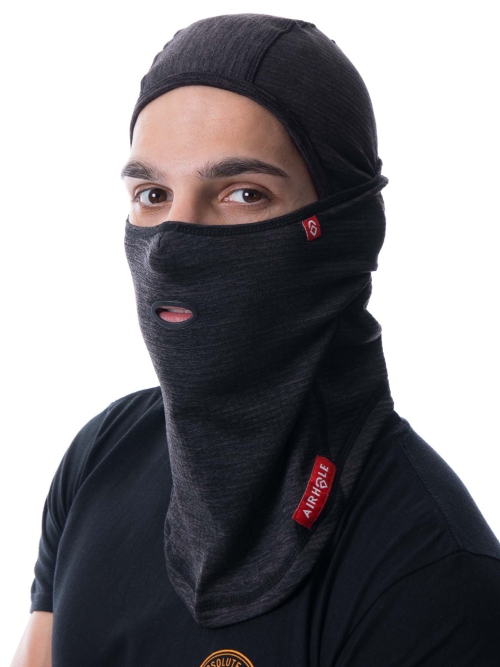 Airhole Waffle Fleece Hinged Balaclava Black One Size Ski & Snowboard Face Mask